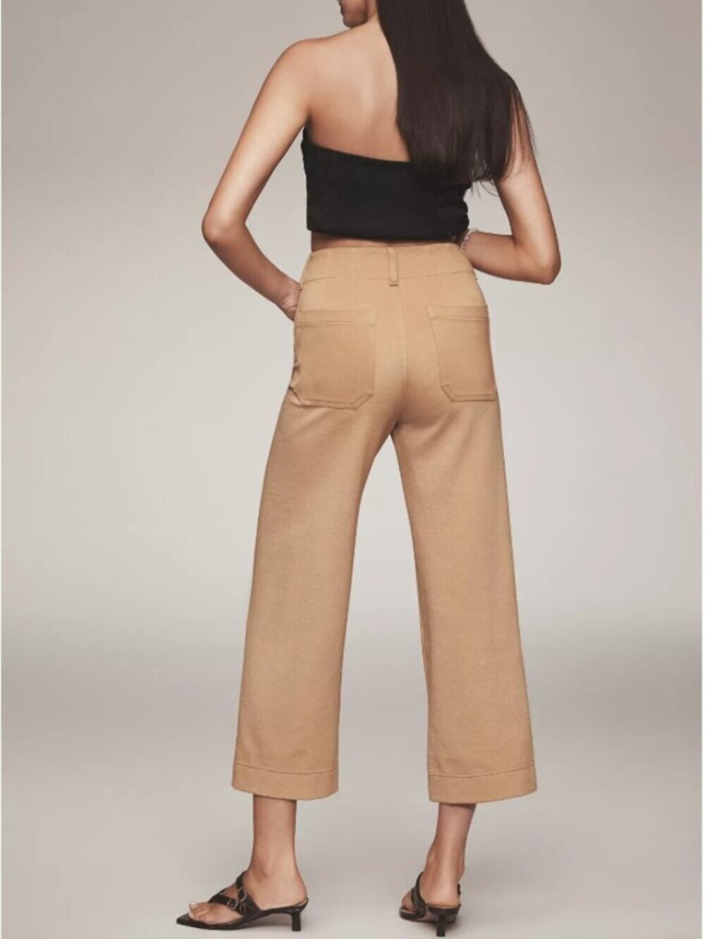 Anthropologie Maeve The Colette Knit Crop Wide-Leg Pants Size 23 NWT True Camel - Picture 4 of 4
